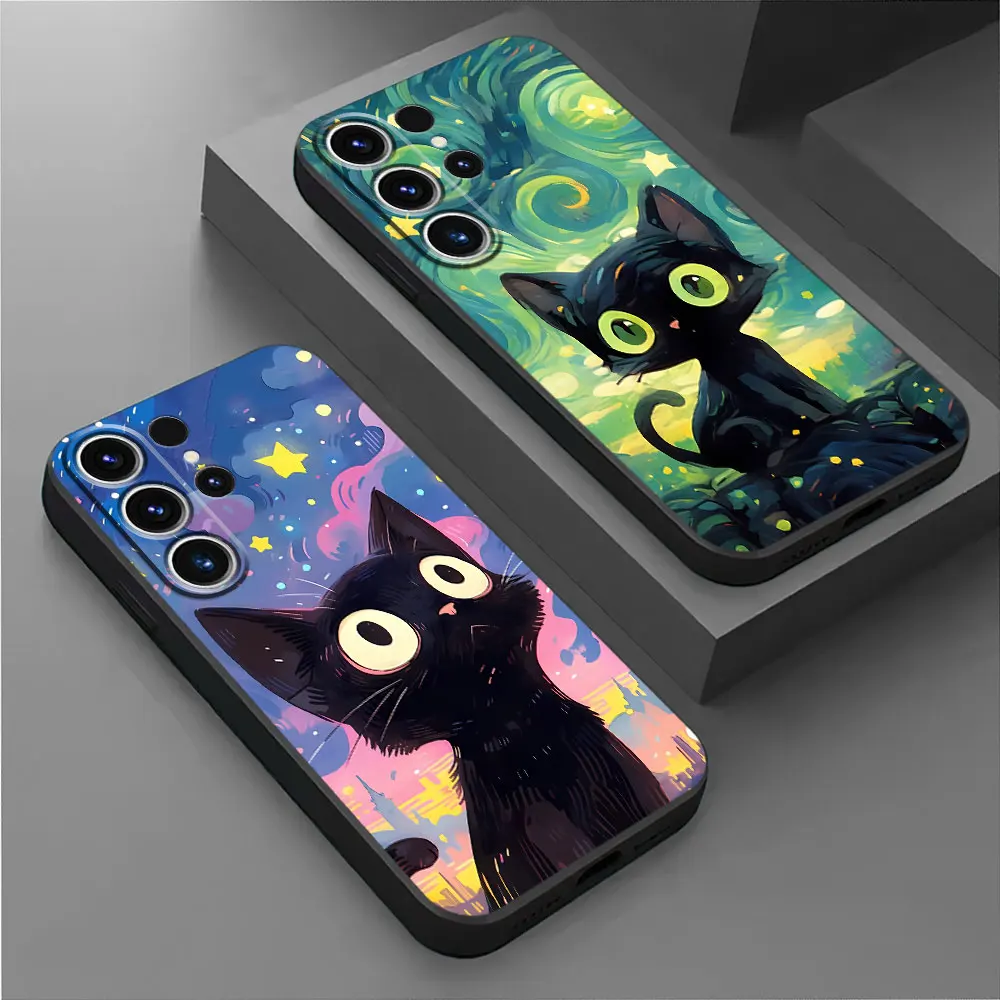 Case for Samsung Galaxy S9 Note 20 Ultra S8 Plus Note 9 8 Note 10 Plus S10 S9 Plus S8 Plus Cases Starry Sky Cat TPU Soft Cover