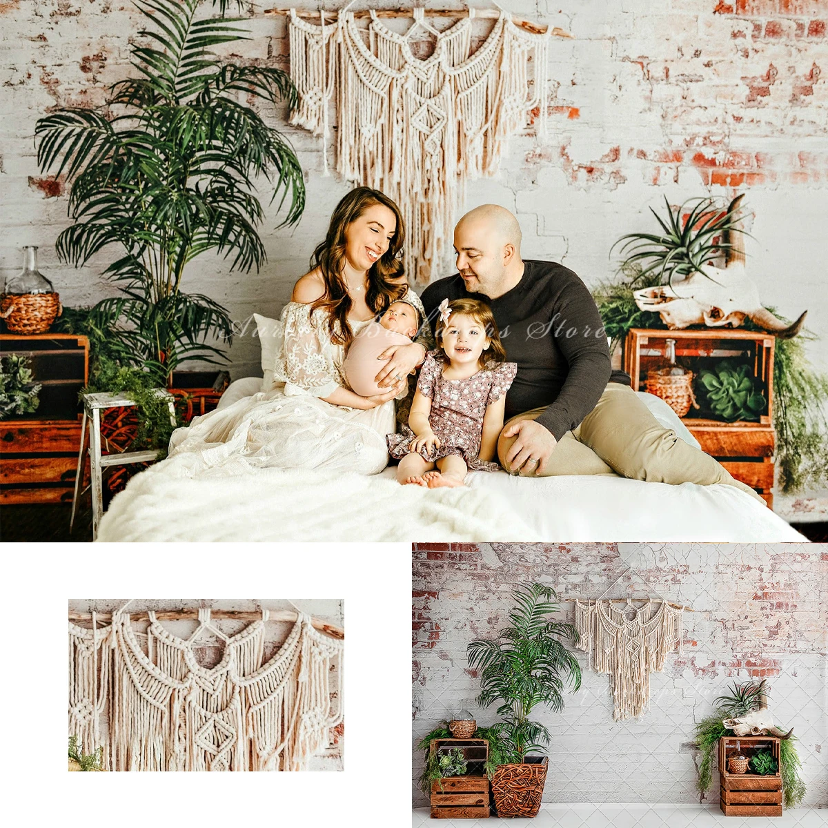 

Brick wall Bohemian Decoration Backgrounds Kids Adult Photography Props Child Baby Headboard Decors Photo Studio Backdrops