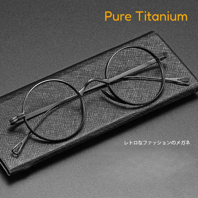 

Janpanese Pure Titanium Eyeglasses Frame Men Women Brand New Retro Literary Round Optical Prescription Glasses Frame Eye Wear