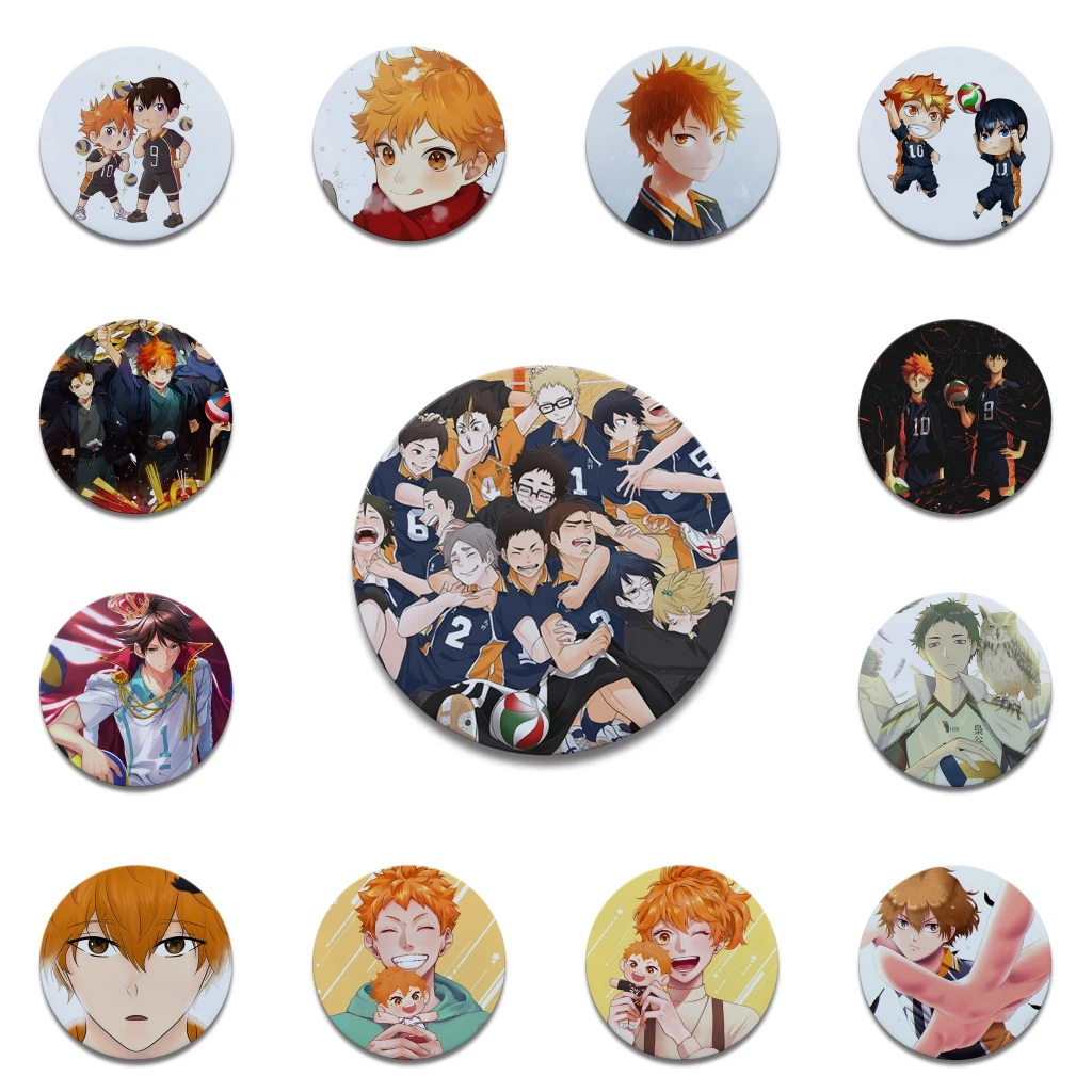 

58mm Anime Haikyuu Hinata Shoyo Kozume Kenma Ushijima Wakatoshi Cosplay COSTUME Badge Pin SPTE Tinplate Brooch Prop Xmas Gilf