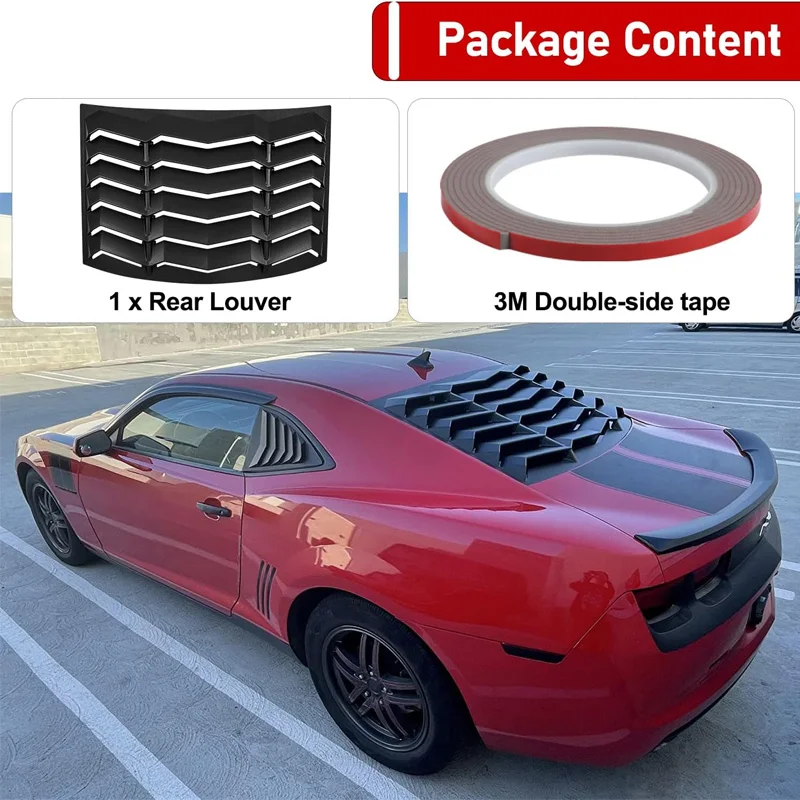 Rear Window Louvers for Chevrolet Chevy Camaro 2010 - 2015 ABS Windshield Sun Shade Cover Lambo Style Matte Black