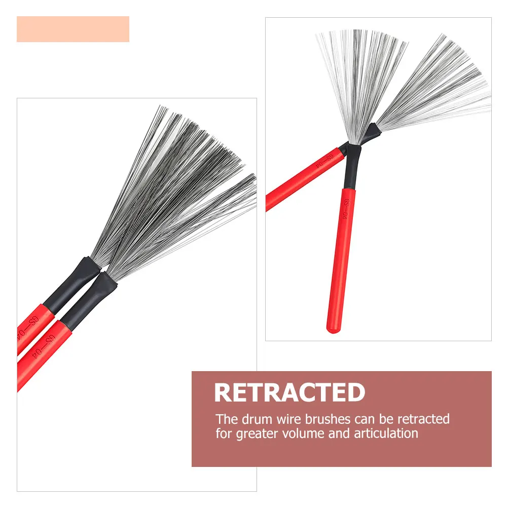 

2Pcs High Quality Drum Brush Steel Wire Type with Ergonomic Wooden Handle Excellent Resilience for Drum Set Accessory Beginner