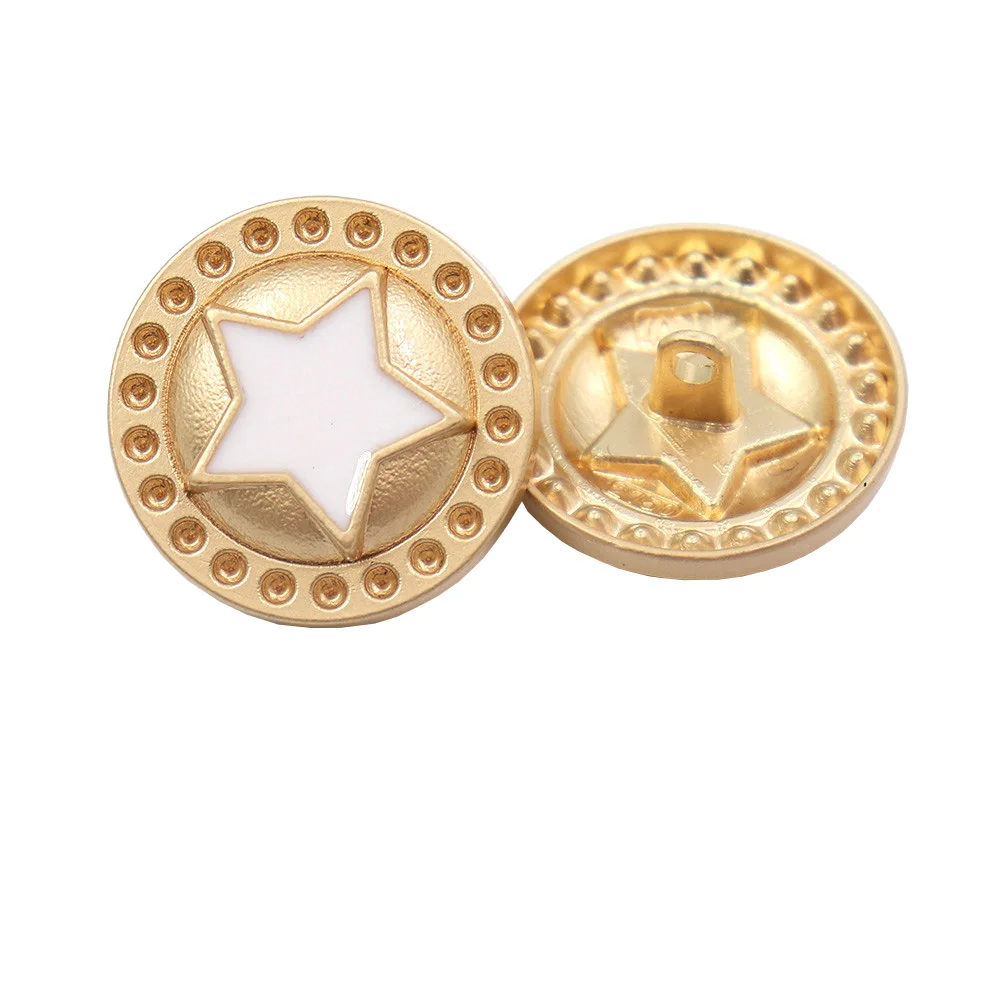 22mm  25mm 10Pcs/Lot Star Bee Pattern Metal Button Gold Sweater Coat Decoration Shirt Buttons Accessories DIY JS-513