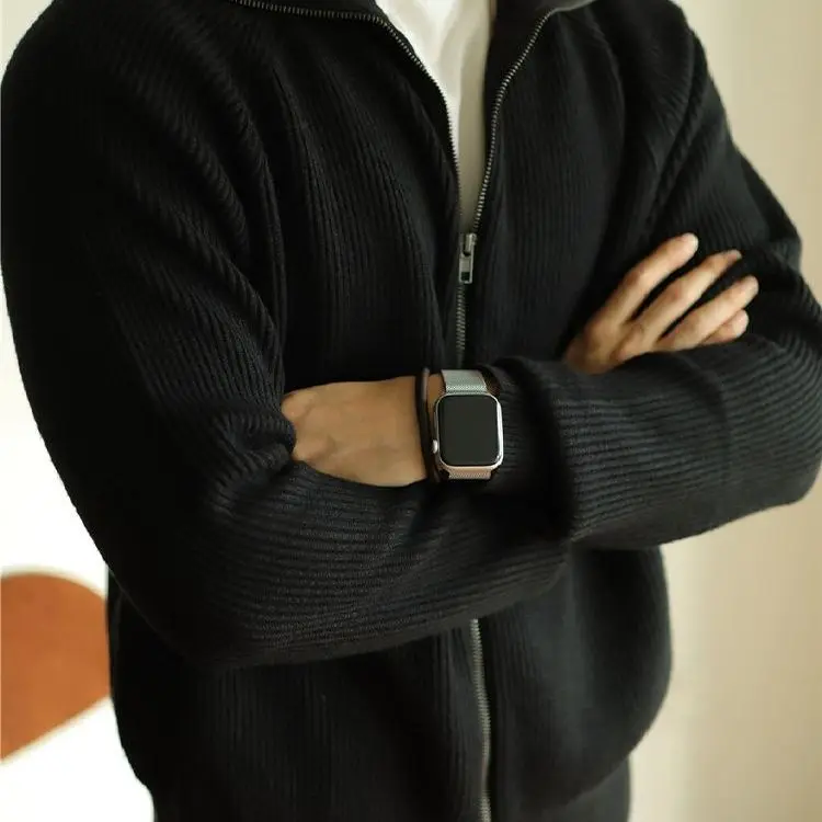 

Осень-зима вязаный открытый кардиган на молнии Jaet ленивый свободный повседневный свитер с воротником-стойкой пальто для мужчин удобный полиэстер