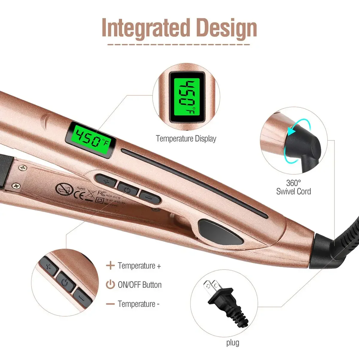 2-in-1 hair straightener and curling iron ceramic flat iron liquid crystal hair straightener corrugated curling iron מברשת שיער