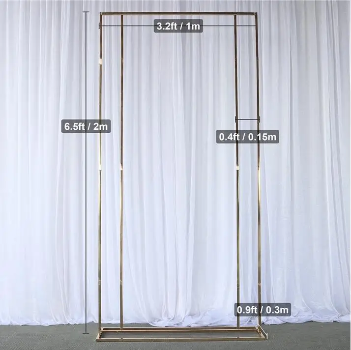 Shiny Gold Wedding Arch Backdrop Welcome Sign Display Shelf Flower Stand Stage Screen
