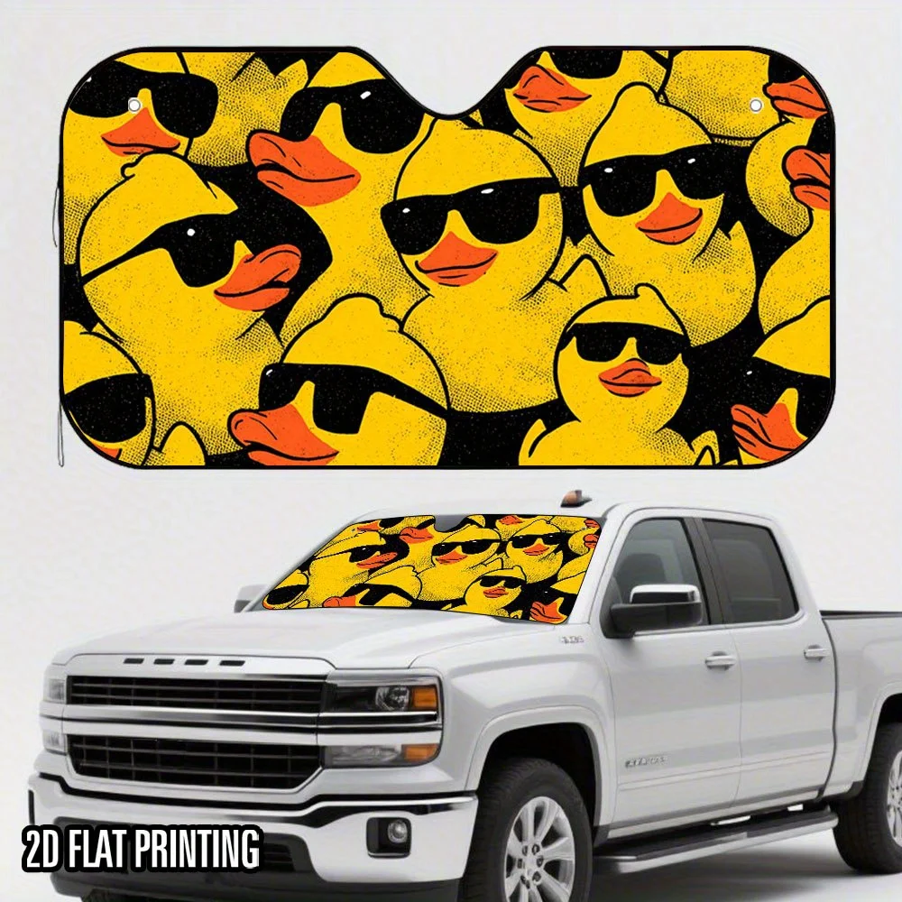 

1 шт., милая утиная группа с модными очками, солнцезащитный козырек на лобовое стекло автомобиля — 2D плоский дизайн, подходит для солнцезащитного козырька, летний блокатор солнца, вкл.