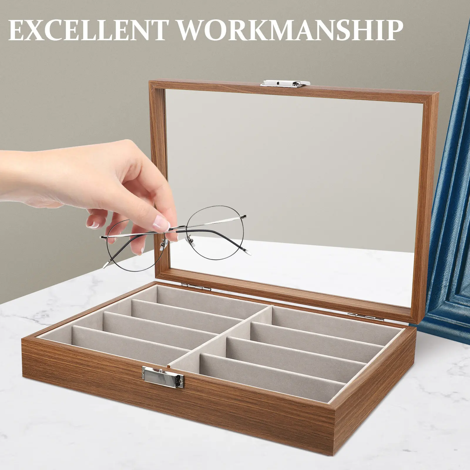 

Multi-Slot Portable Eyeglasses Case Sunglasses Organizer Storage Box Travel Clear Window Lightweight Anti-Pressure Glasses Pouch