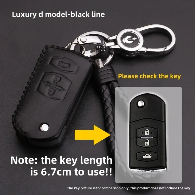 For Mazda AXELA Cx-5 ATENZA Cx-4 Mazda6 Mazda3 Leather Car Key Case Key Cover Leather Auto Parts  Three-button Model