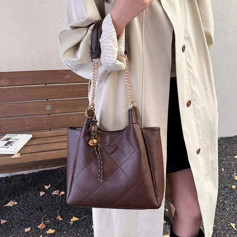 

Stylish Minimalist Leather Tote Bag Women Handbag Designer Shoulder Crossbody Purse Square Diaper Bag