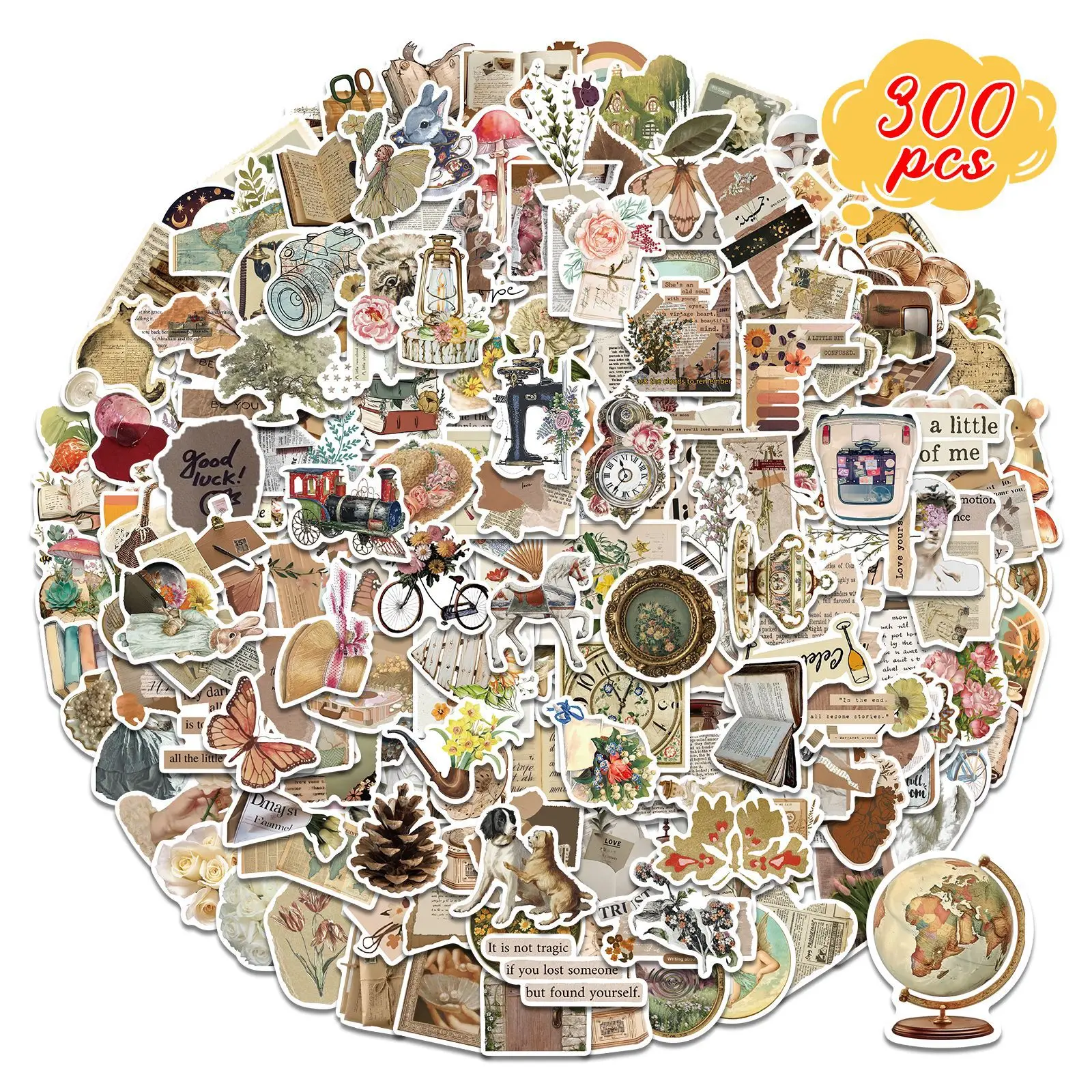 50/100/300PCS Vintage Things Sticker Aesthetic sticker Decoration Korean Stationery Scrapbooking School Supplies