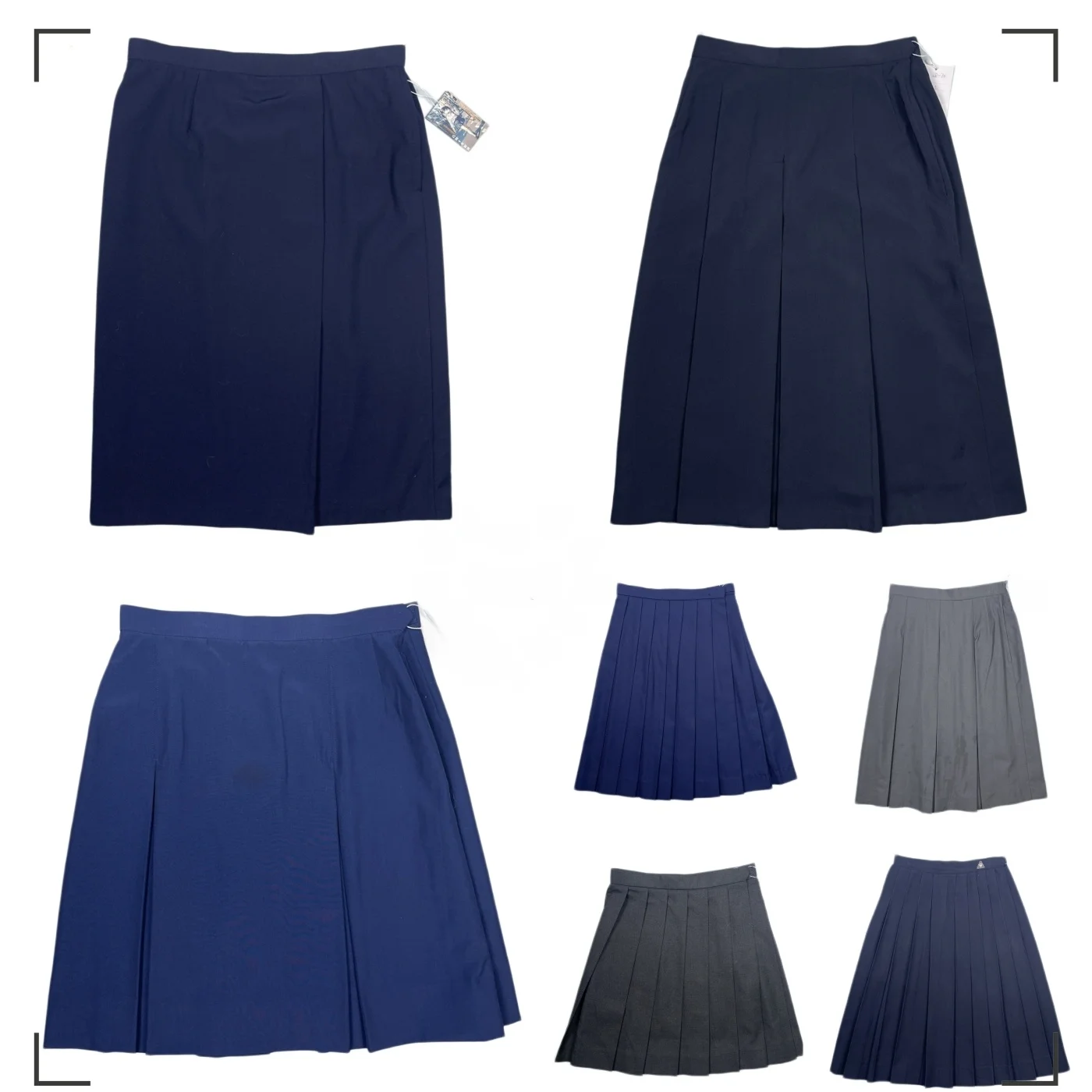Authentic School Uniform Summer Half-length Pleated Skirt Navy Blue Traditional Style Japanese Sailor Suit Four Seasons Unive...