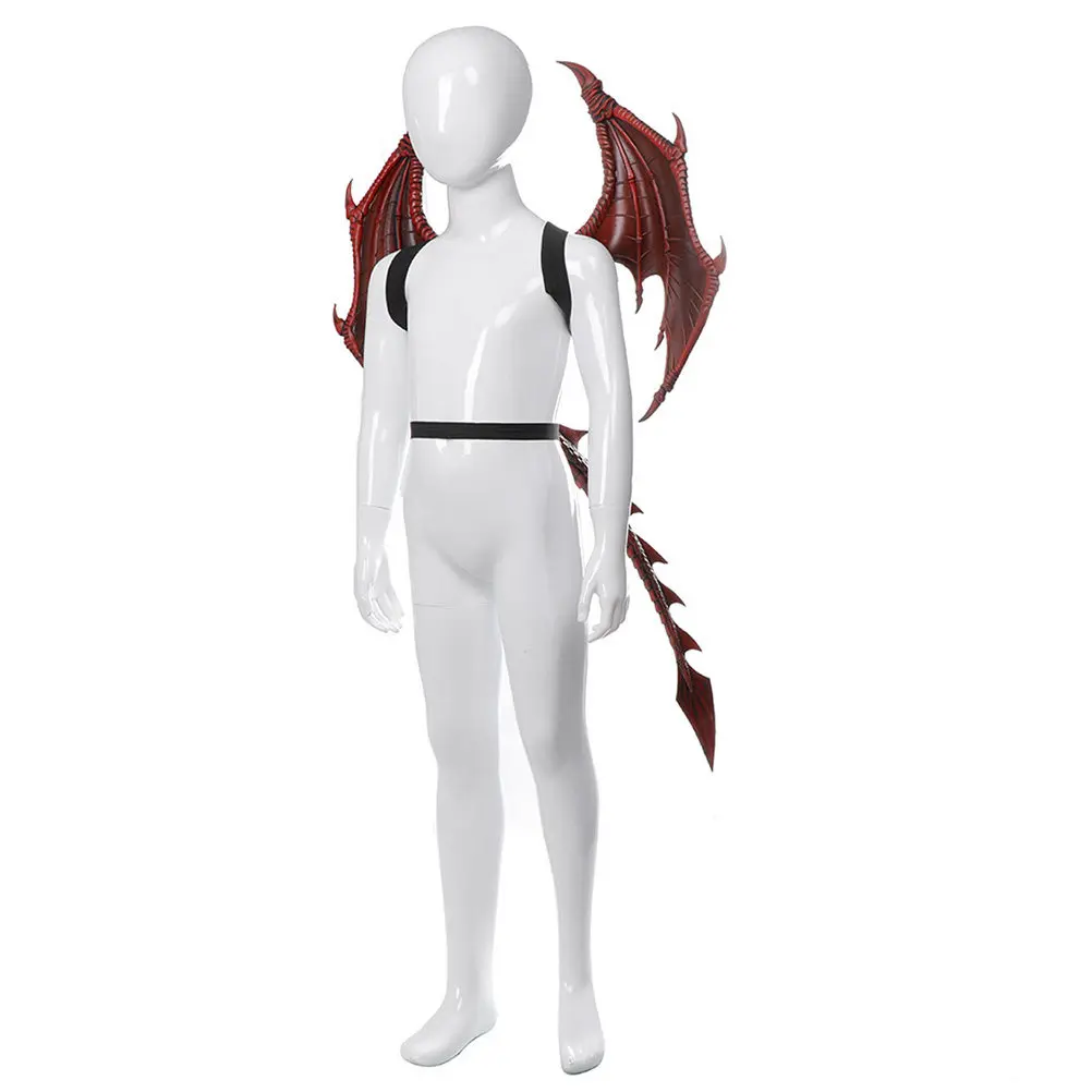 Drakenkostuum voor rode kunstmatige vleugels Staart Duurzaam materiaal Nauwkeurig snijden Verjaardag Halloween Maskerade Foto rekwisieten