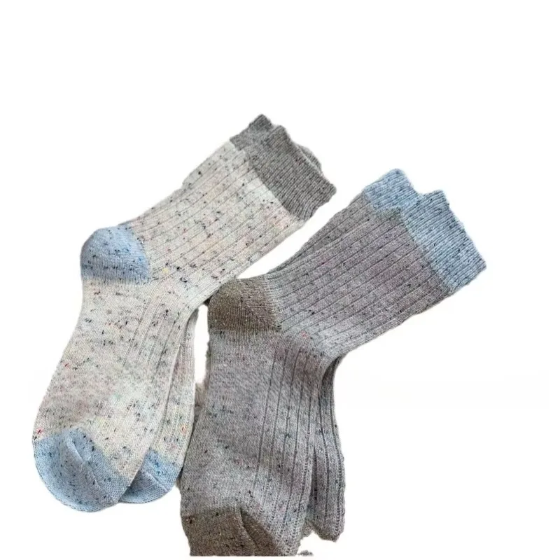 4 pairs Spring Autumn New Warm Socks Women's Color blocked Fashion Versatile Mid tube Elegant Comfortable Stacking Socks