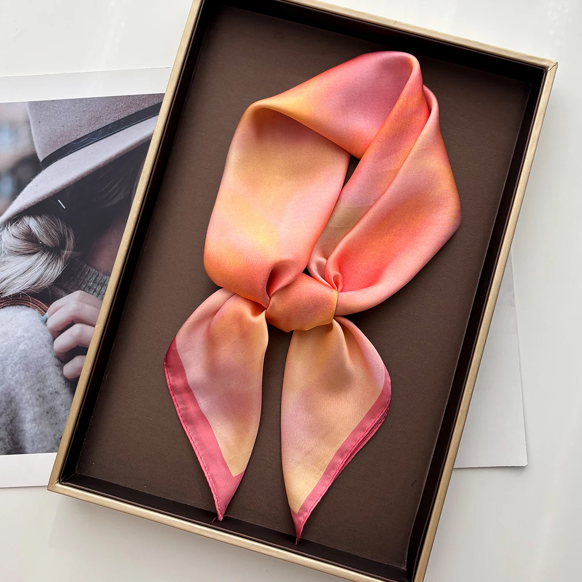

Luxury Color Square Scarf For Women Elegant Hijab Neckerchief Fashion Shawl Wraps Soft Stain Imitation Silk Bandana For Travel