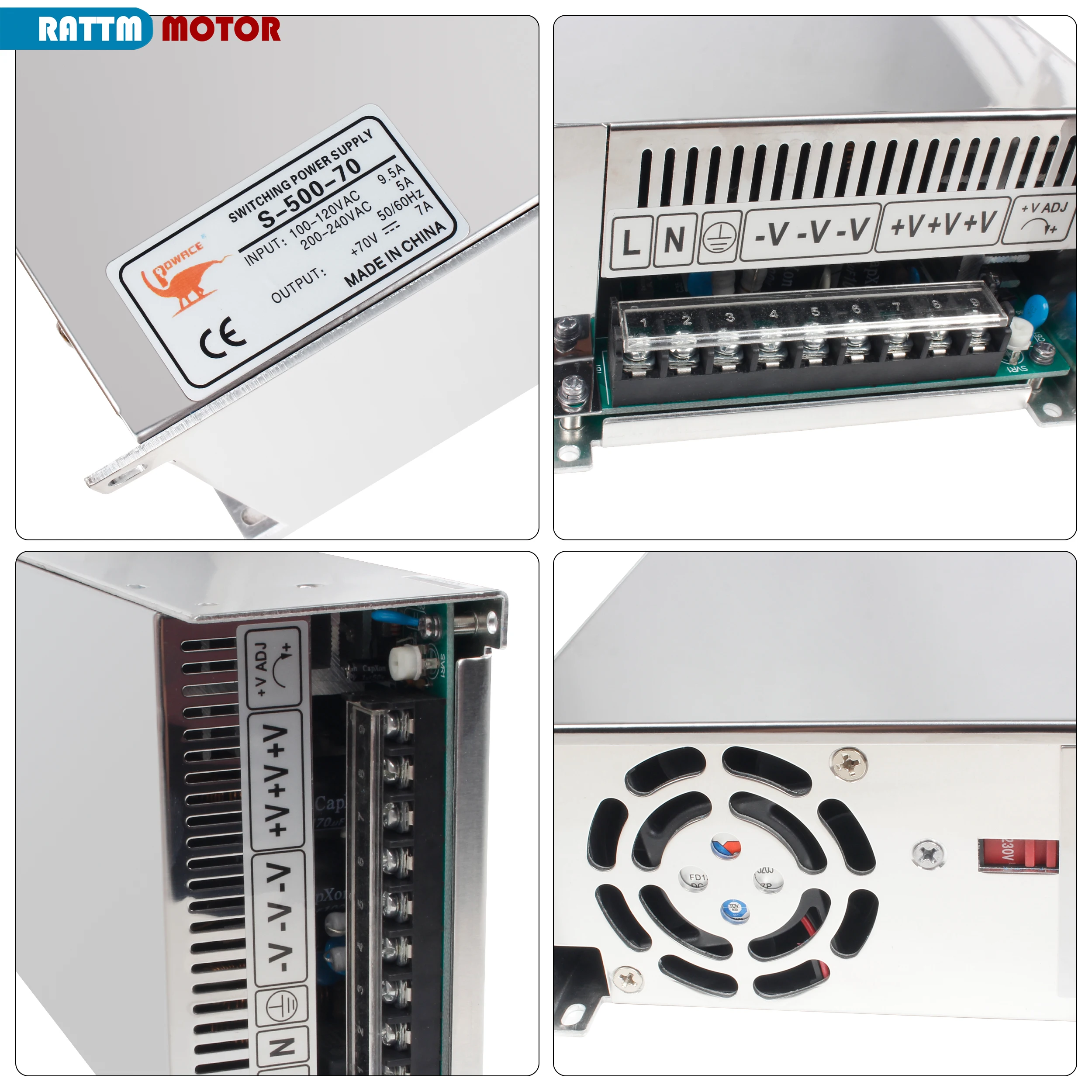 500W DC 스위칭 전원 공급 장치 60V 70V 단일 출력 AC-DC 변환기 CNC 액세서리 부품