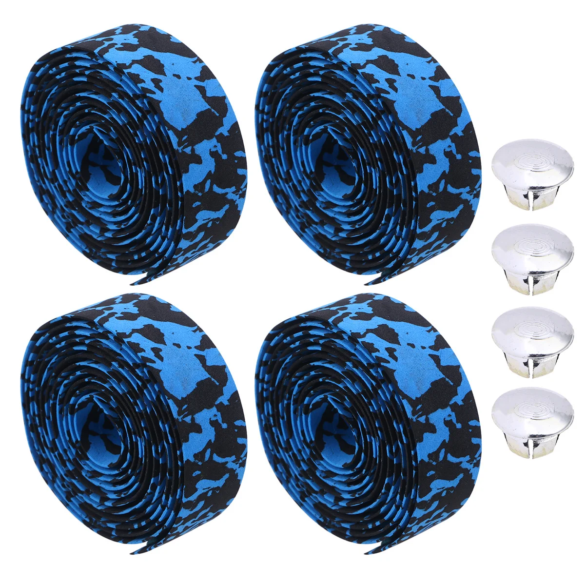 

2Pairs Mountain Bike Handlebar Tape PU Camouflage Blue Black 200x3cm Shock Absorbing Hand Protection Cycling