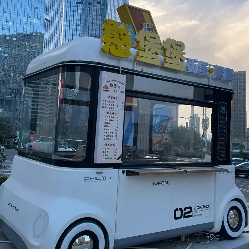 Modelagem de café móvel caminhão de comida leite chá churrasco com cozinha completa carrinho móvel de rua