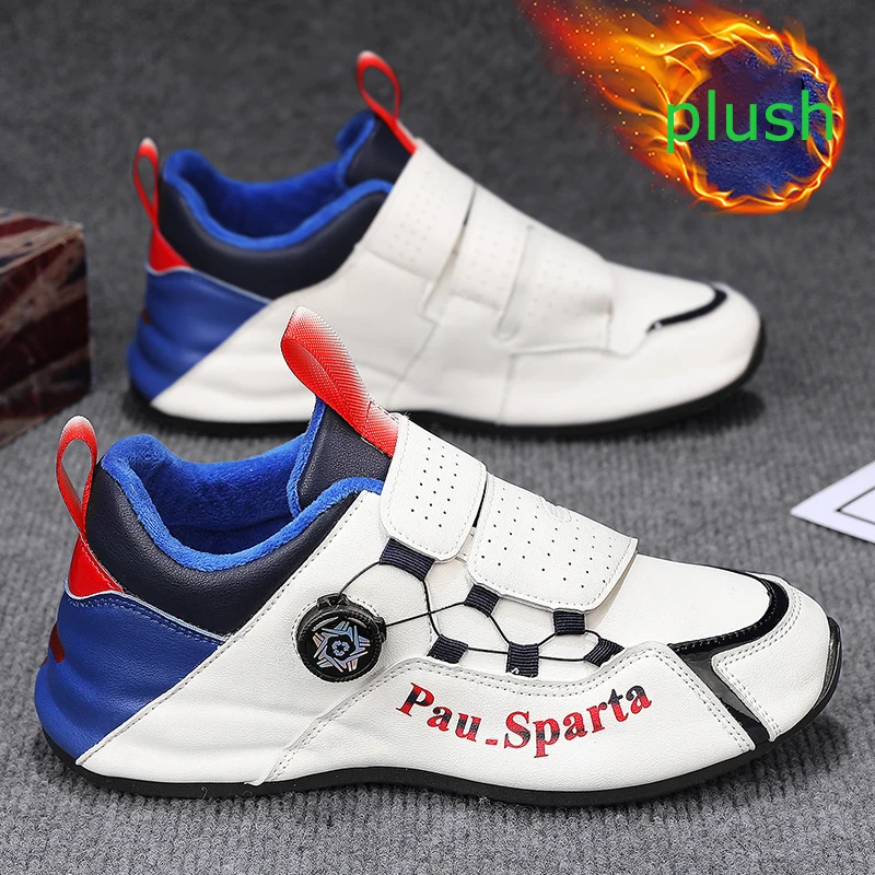 Men's Winter Plush Warm Skateboarding Shoes Fashionable Color Matching Design Sneakers Casual Shoes Shock-absorbant