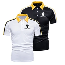 HDDHDHH Brand Printing Men's Slim Fit Colorblock Lapel Short Sleeve T-Shirt Polo Shirt Summer Top