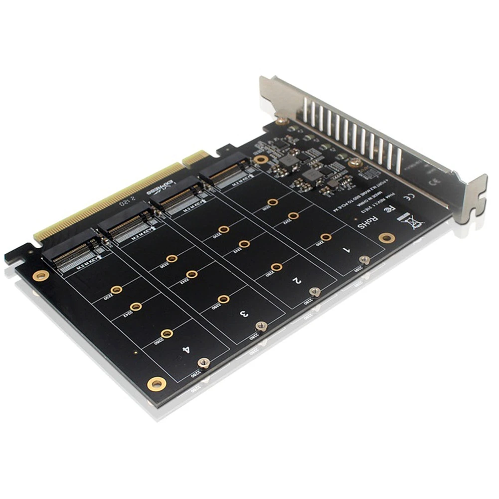 

4-портовый адаптер NVMe на PCIE, адаптер M.2 NVME на PCIe X16, 4x32 Гбит/с, конвертер для жесткого диска, Расширительная карта