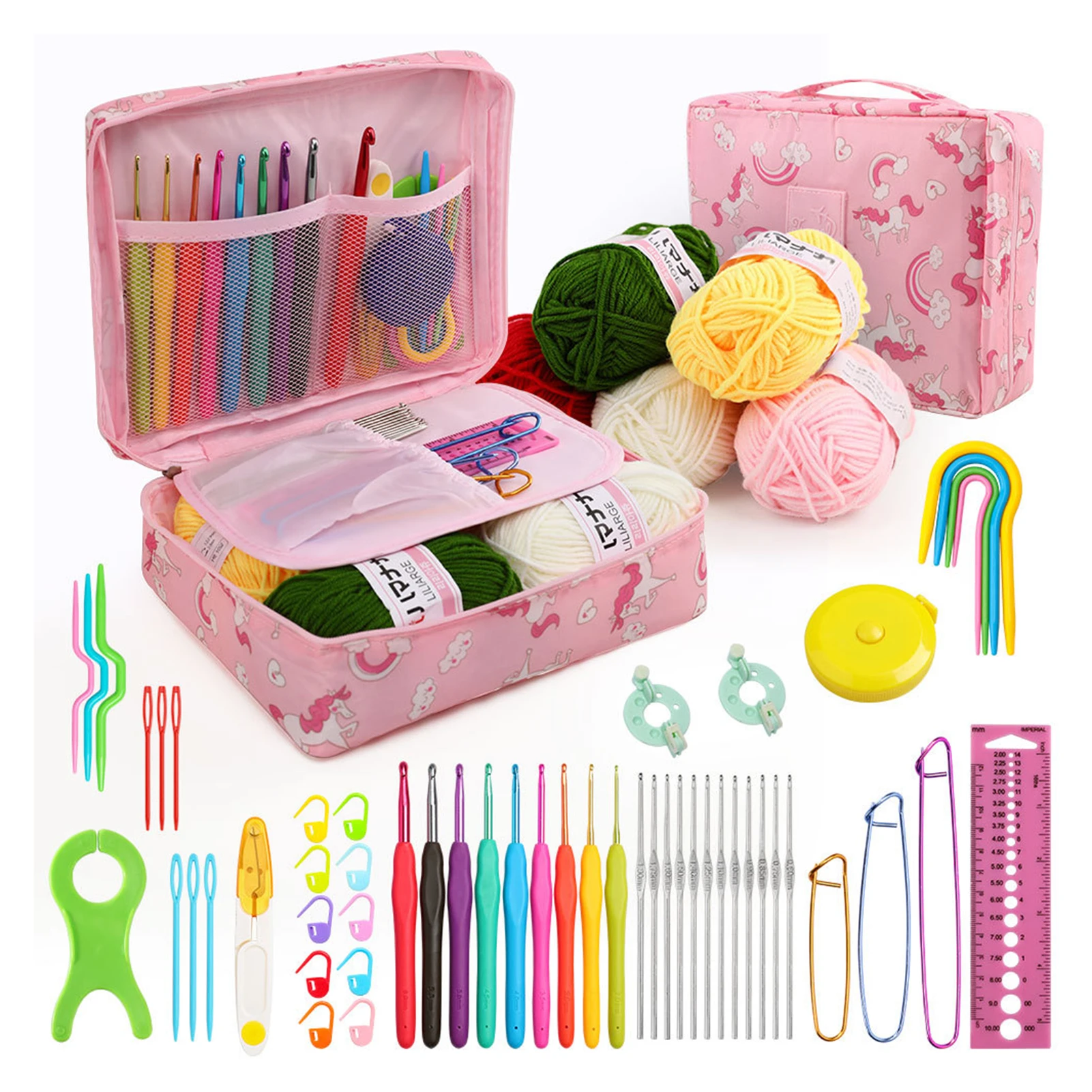 Colorful Crochet Kit With Storage Bag Wool Weaving Hook Weaving Tools Multi-Purpose Crochet Hook Knitting Needle Set For Sewing