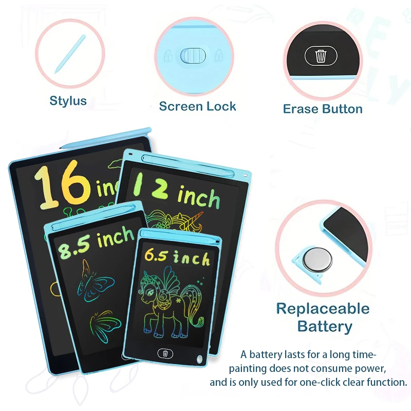 16/12/8,5/6,5-дюймовый ЖК-планшет для рисования, доска для рисования, Монтессори, развивающая игрушка, идеальный подарок на день рождения/Рождество для детей