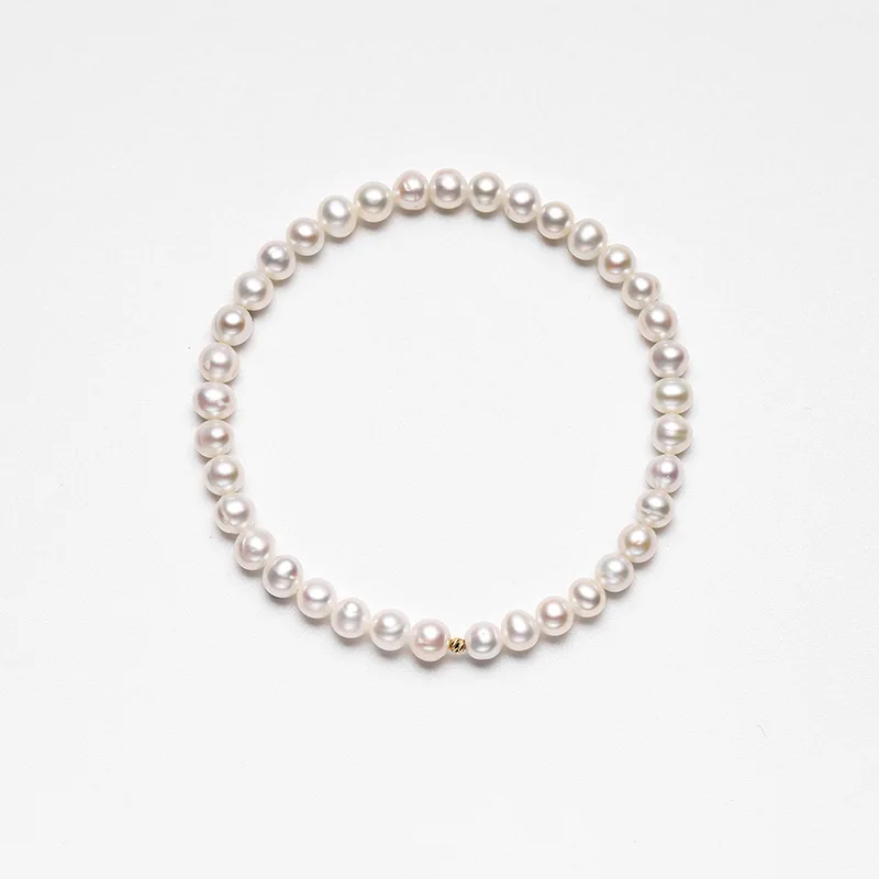 18K Gold Freshwater Pearl Stretch 4-5Mm Ethnic Style Beaded Bracelet Design