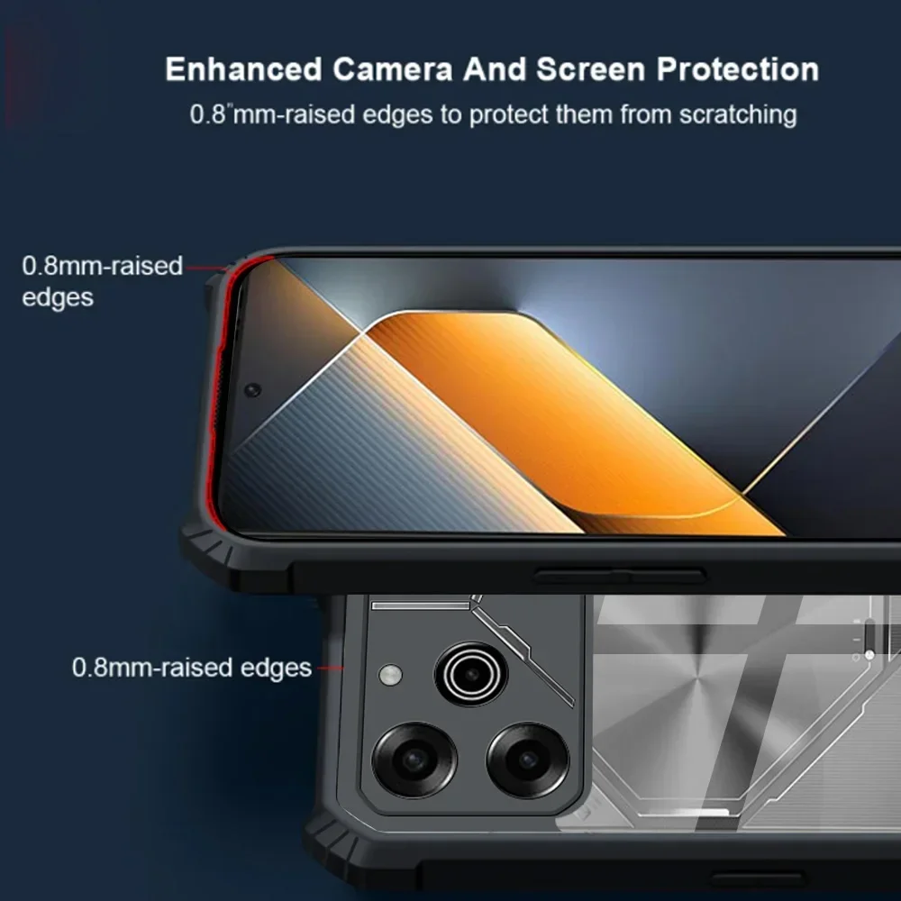 حافظة لهاتف Tecno Pova 6 Pro غطاء خلفي من الأكريليك الشفاف لهاتف Tecno Pova6 Pova 6Pro Pova 6Pro 5G ممتص للصدمات لحماية Fundas