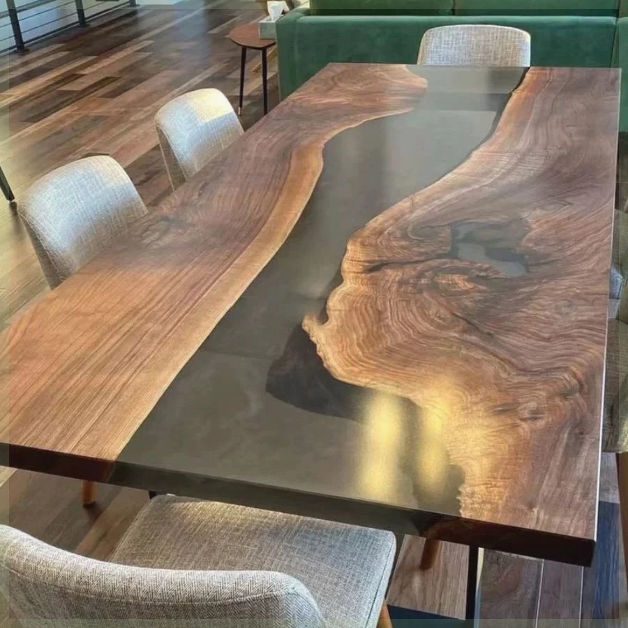 North American black walnut river table epoxy resin light luxury solid wood large board custom office desktop