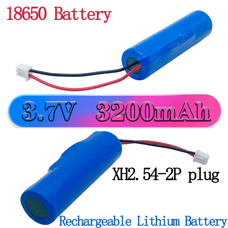 100% nowa bateria litowo-jonowa 3.7V, 3200 mAh, 18650 z gniazdem, oświetlenie awaryjne Xh 2.54 line + konfigurowalna wtyczka