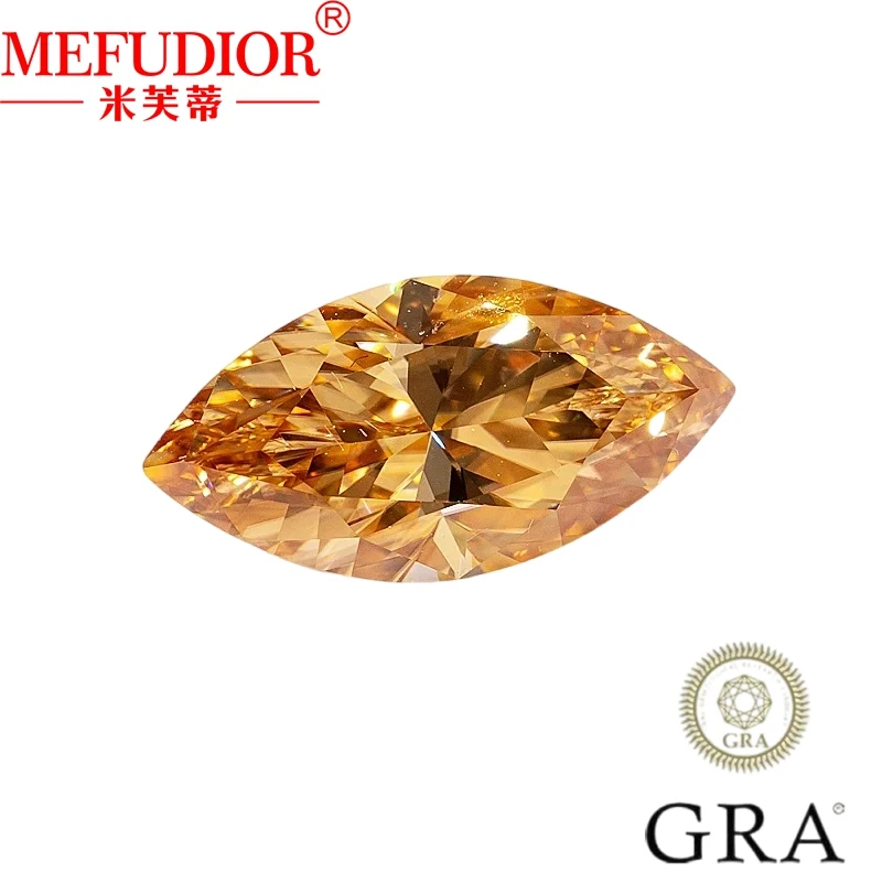 Loose Champagne Gold Moissanite Diamonds Marquise Cut VVS Premium Gemstone Jewelry Making Pass Diamond Tester GRA Certified