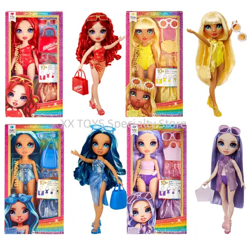 Rainbow High Swim & Style 28 cm Doll with Shimmery Wrap Fun Play Accessories Movable Joints Fashionable Doll Collectible Gifts