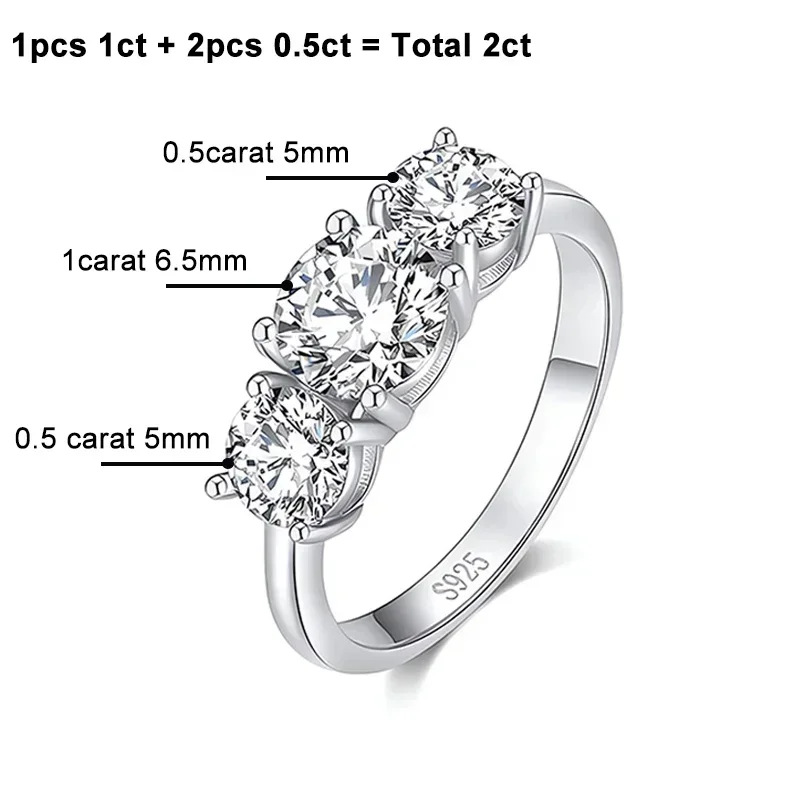 NeeTim 4CT Moissanit Verlobungsring für Frauen 3-Stein S925 Sterling Silber mit vergoldetem Ehering Versprechen Diamantringe