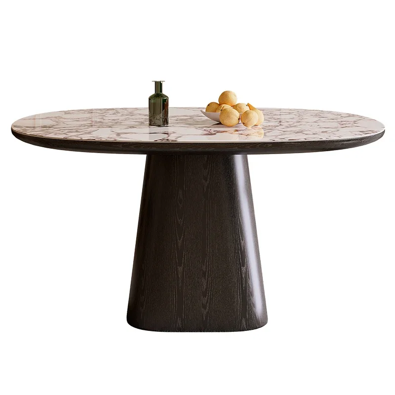 

Кремовый стиль, Квадратная тарелка из массива дерева и камня, обеденный стол, современный домашний круглый мраморный обеденный стол в стиле ретро