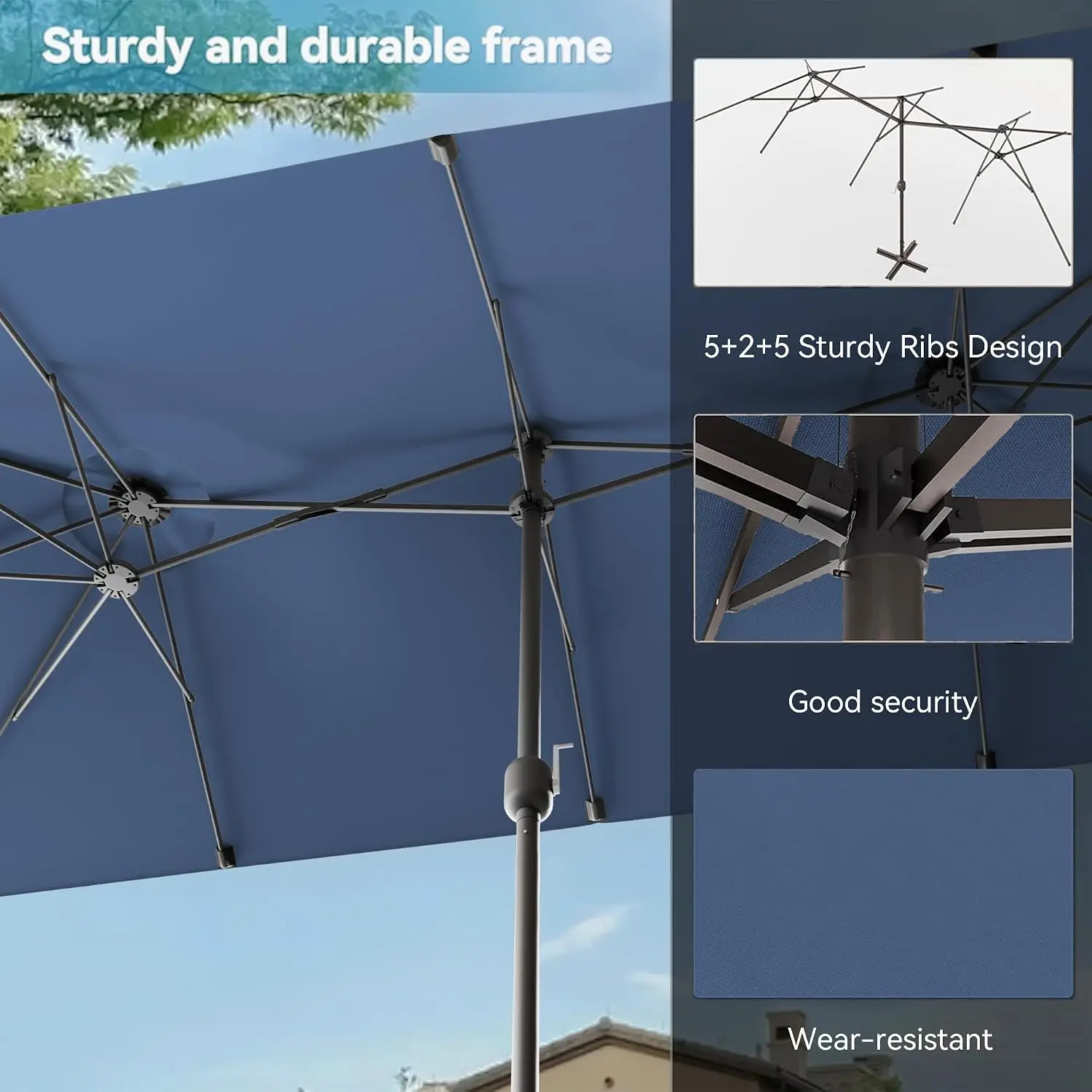 10 PCS Outdoor Patio Dining Set with 13.6ft Double-Sided Patio Umbrella,Patio Table and Chairs Metal Outdoor Patio, Custom