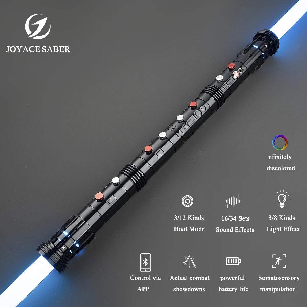 

JOYACESaber Darth Maul Lightsaber Sensitive Smooth Swing Pixel Light Saber Heavy Dueling Metal Hilt with Bluetooth Laser Sword