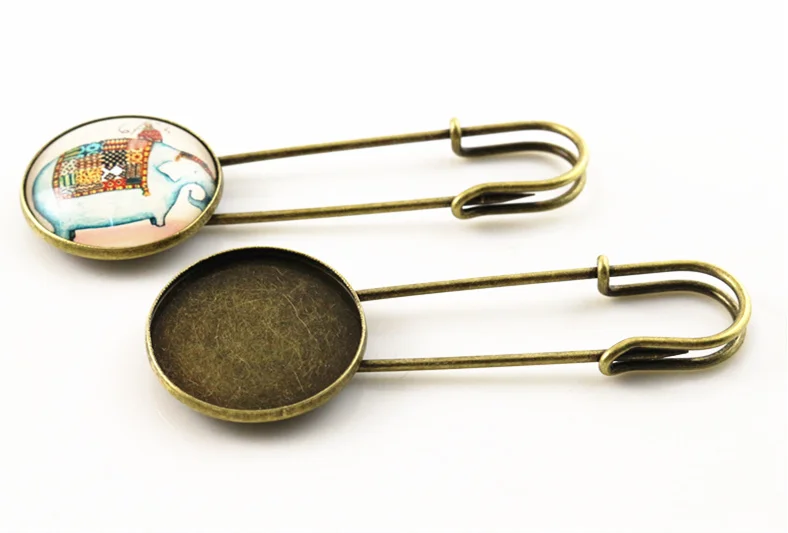 New Fashion 5pcs 25mm Inner Size Bronze plated  Brooch Pin Simple Style Cabochon Base Setting Pendant (J5-05)