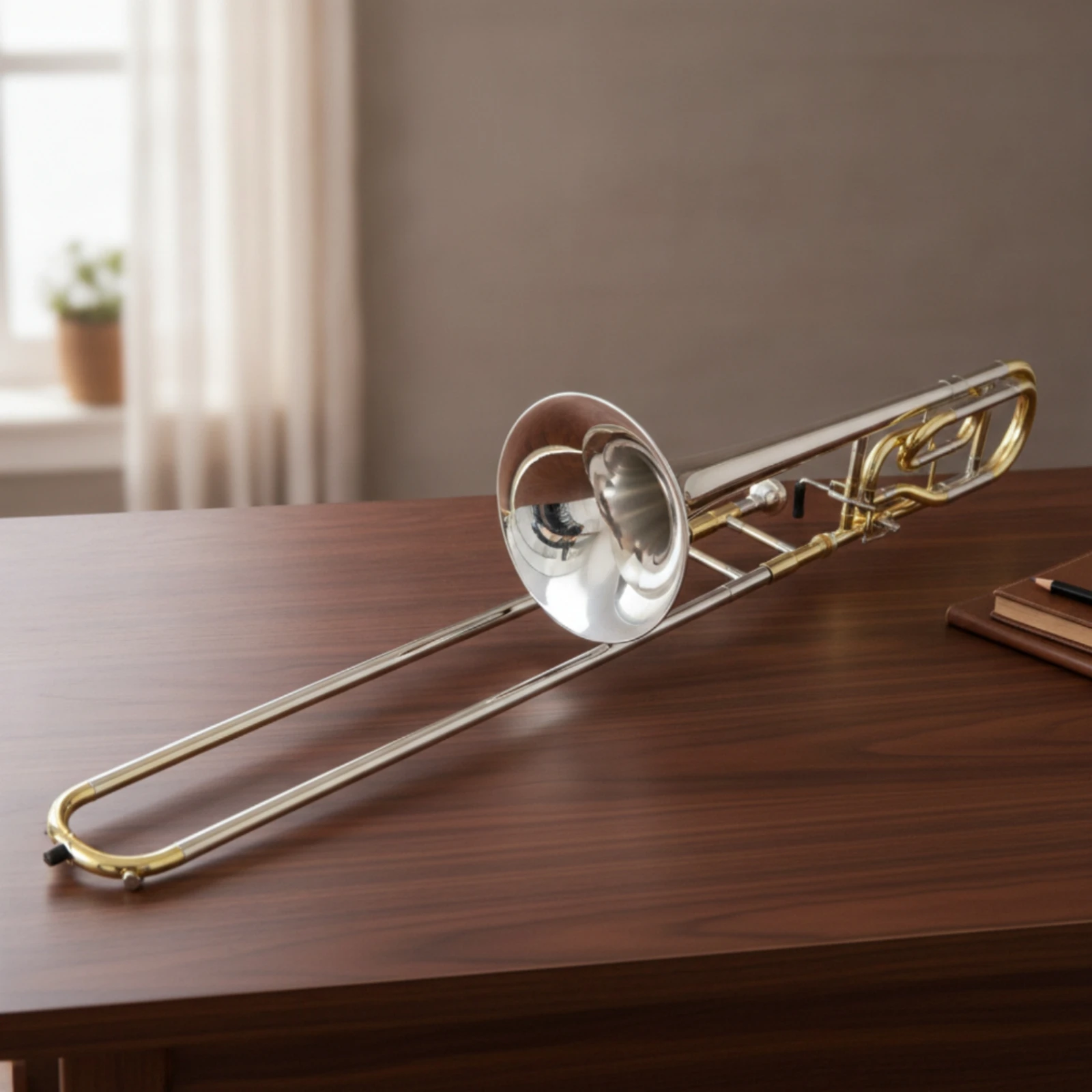 Student Slide Trombone with Hard Case Striking Two Tone Secure Brass for Music Progression