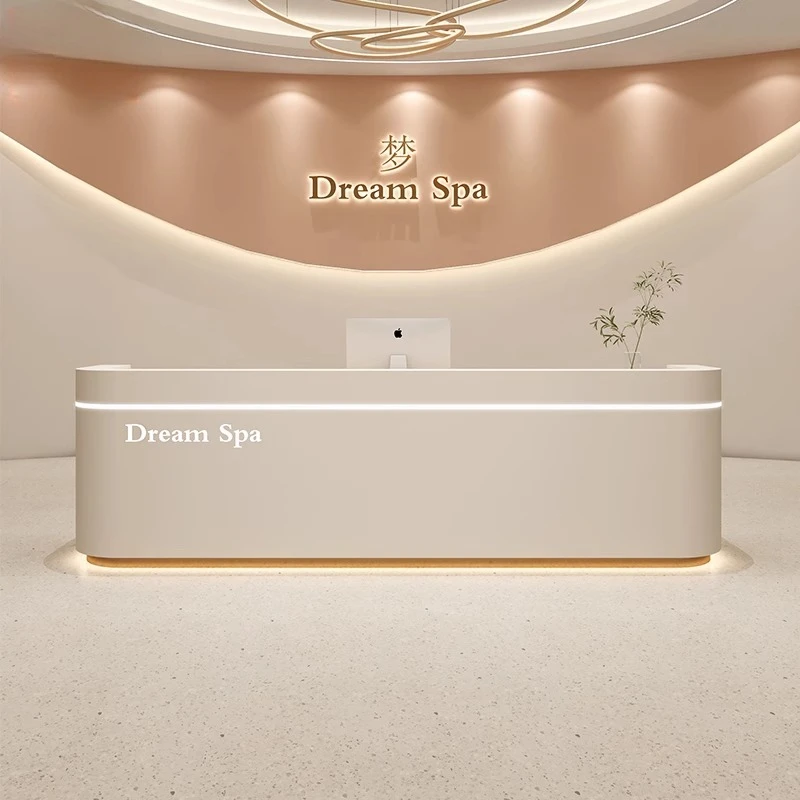 

Curved Adjustment Reception Desk Angled Retail Metal Medical Reception Desk Trade Multipurpose Lada Recepcja Luxury Furniture