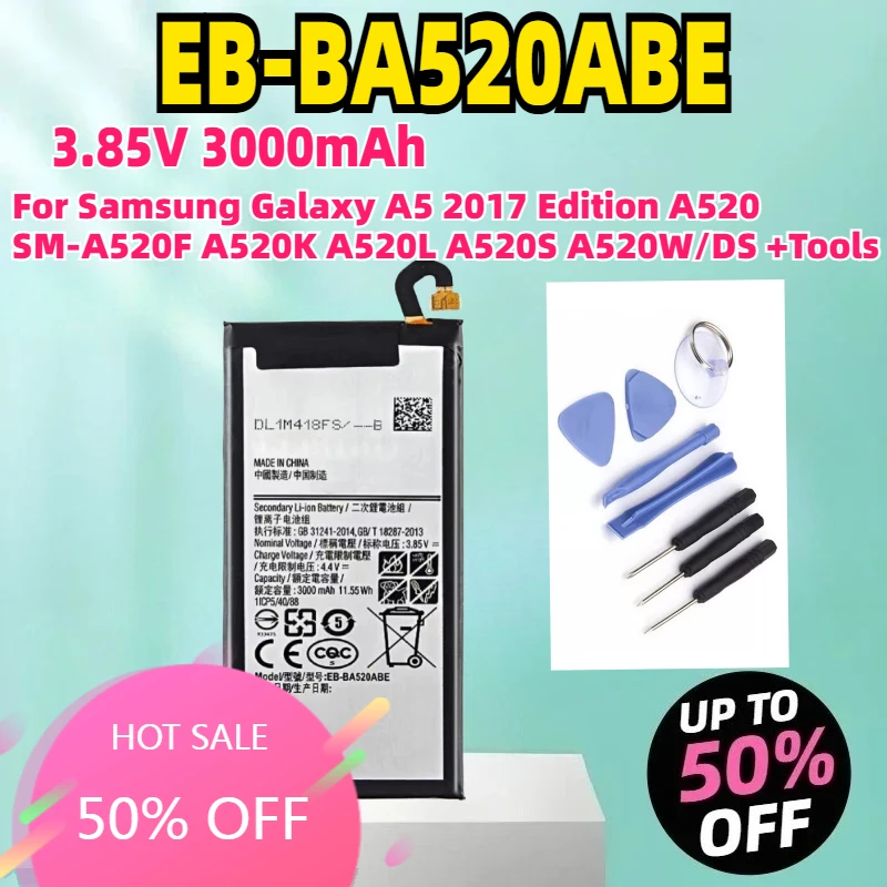 

EB-BA520ABE 3,85 В 3000 мАч аккумулятор для Samsung Galaxy A5 2017 Edition A520 SM-A520F A520K A520L A520S A520W/DS + инструменты