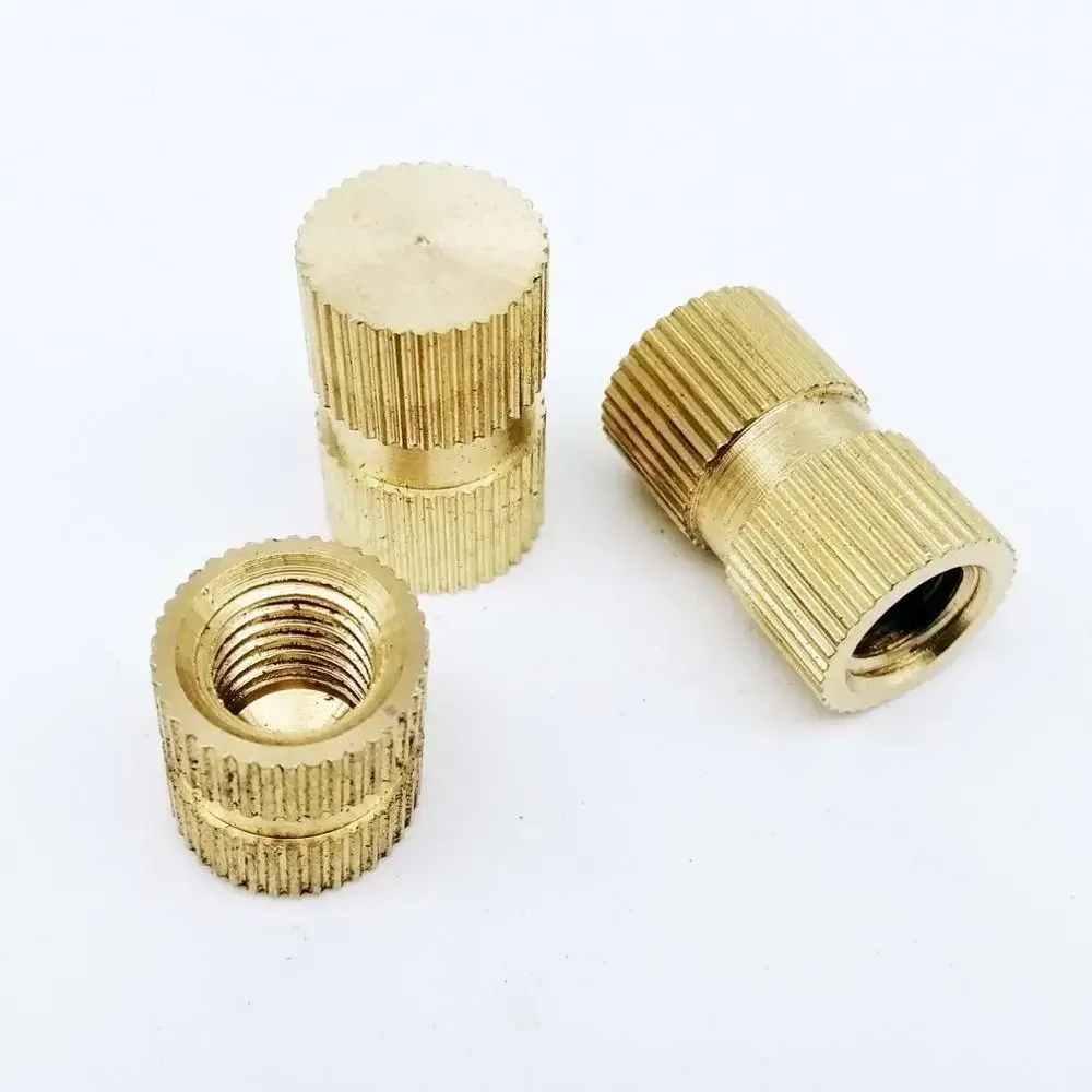 100pc  M3 M4 M6 Type B Solid Brass Copper Injection Molding Knurl Thread Insert Nut Embedded Nutsert Single Pass Blind Hole