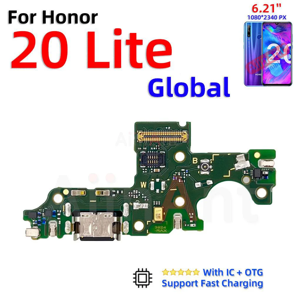 Aiinant-Conector de puerto de carga para Huawei Honor View 20 Lite Pro 20i 20s X7 X8 X9, Cable flexible con micrófono USB