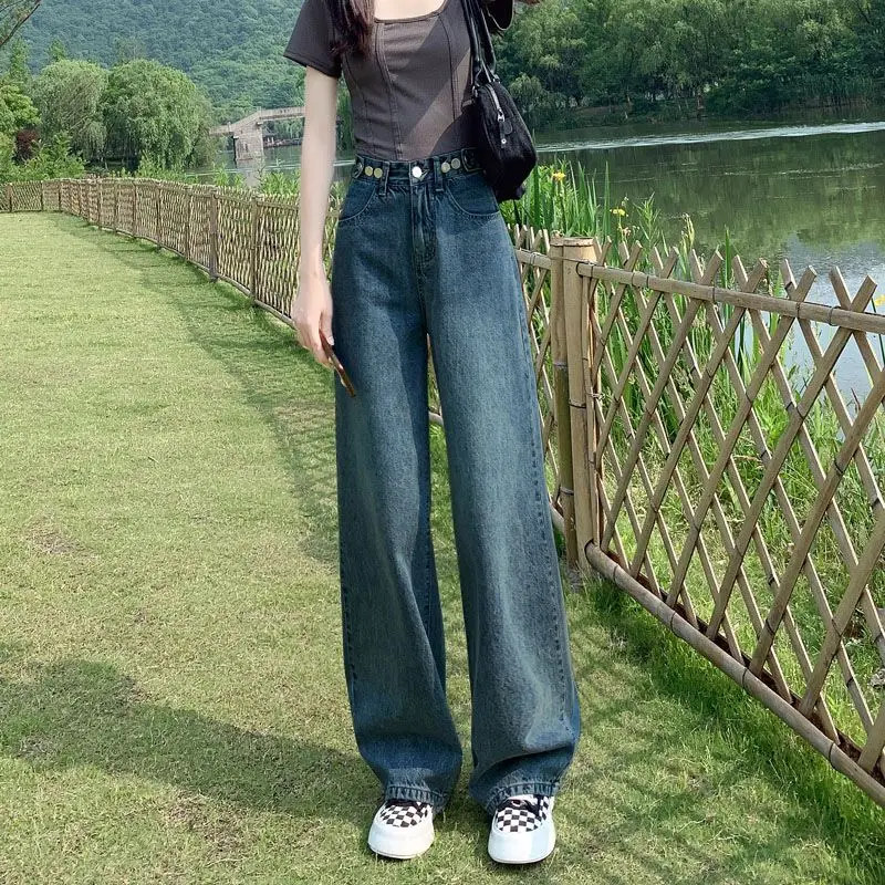 

High Waist Wide-leg Jeans for Women in 2025 Straight Loose New Summer Thin Style to Make Them Look Slim