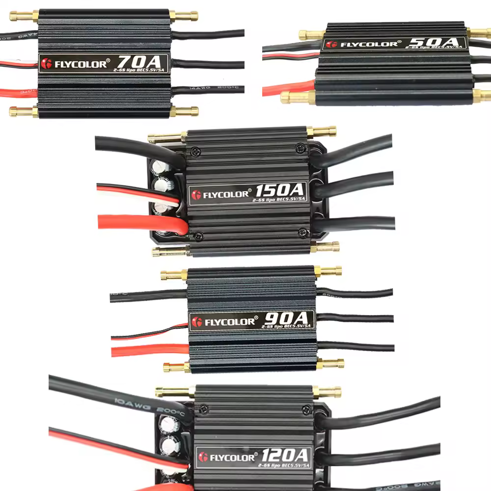 ESC Brushless Flycolor 150A 120A 90A 70A 50A con Controllo Velocità, Supporto 2-6S Lipo BEC 5.5V/5A per Barche RC F21267/71F