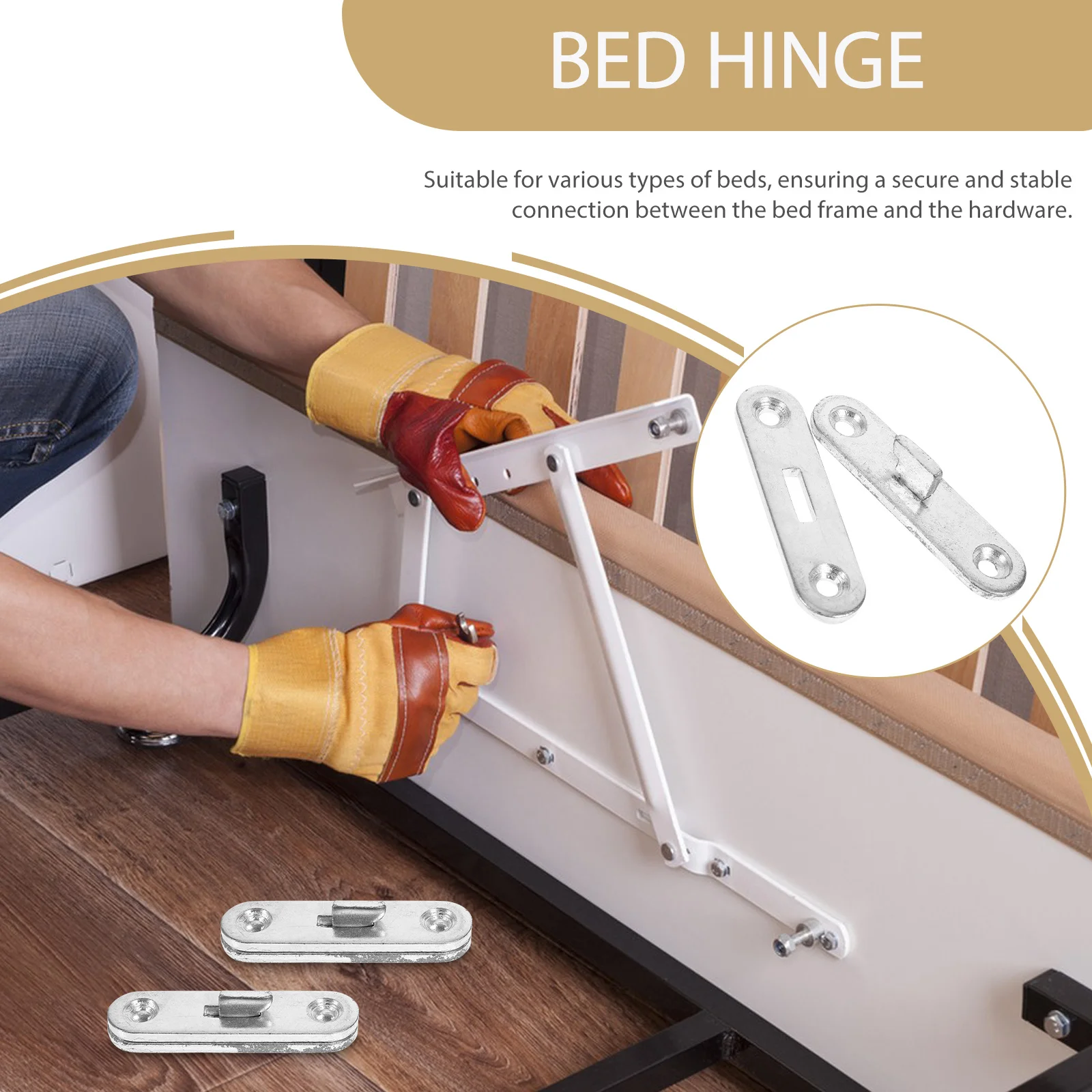 

8pcs Bed Hinges Iron Bed Frame Hardware Connectors For Headboard Install Dismantle Furniture Brackets Fasteners