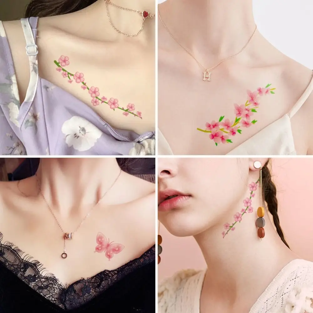 

10 sheets/Bag Long Lasting Cherry Blossom Tattoo Stickers Non-toxic Personality Fake Tattoo Stickers Ins Wind Sweatproof