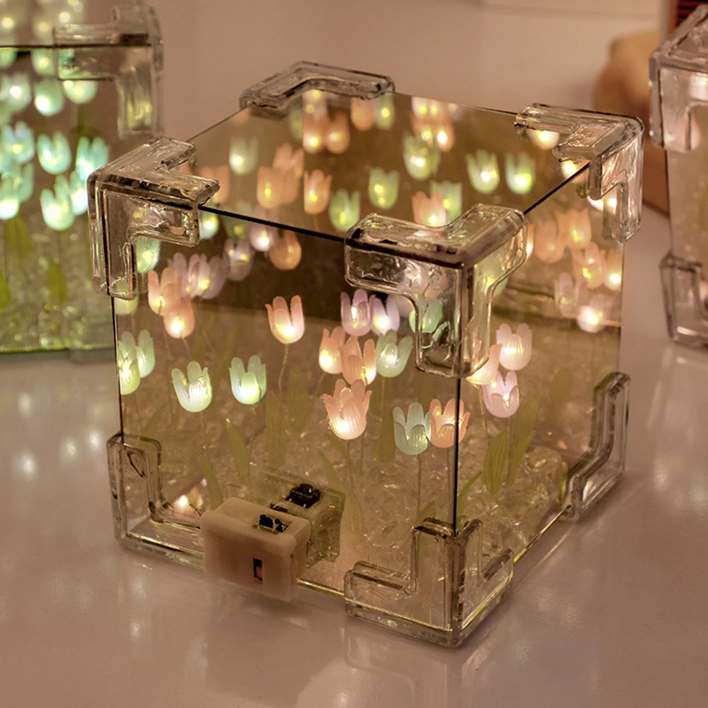 Flor de tulipa artificial luz noturna lâmpada de cabeceira lâmpada de mesa flor artificial presentes para mulheres mãe namorada
