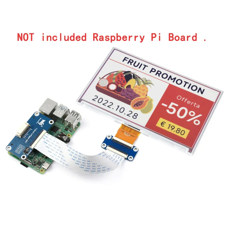 Kit de démarrage d'écran d'affichage pour RPI Raspberry Pi ontari, E-Paper, 6 000 cartes, HAT E-ink, 7 documents, 2 W, A3, modèle B Plus, 4, 5, 7.3 pouces