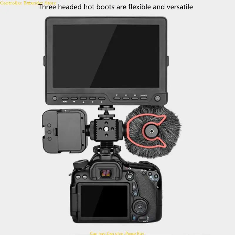 Triple Hot Shoe Extension Bracket 1/4'' Screw Adapter Extend Microphone Fill Light Arm Camera Accessories